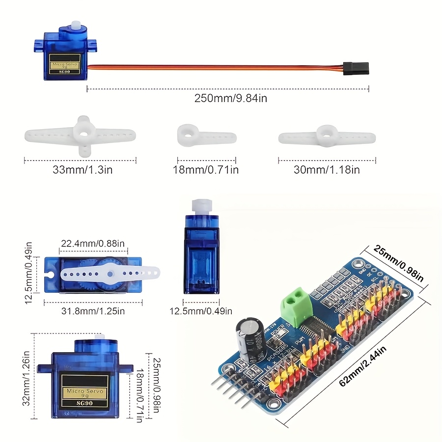 5pcs SG90 9G Servo Motors + 16 - огляд і ціна Robot Arm Motor
